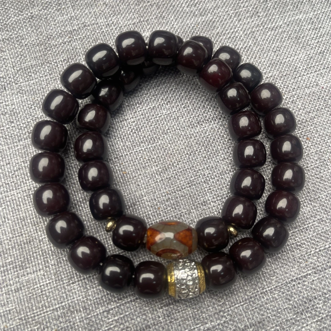 [西西]风化糖心老料菩提根天然菩提手串双圈绕指柔手持