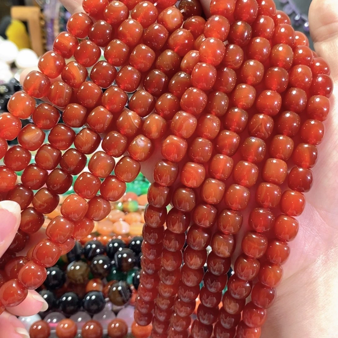 未镶嵌玛瑙/玉髓珠宝半成品红玛瑙老型一条卡10mm