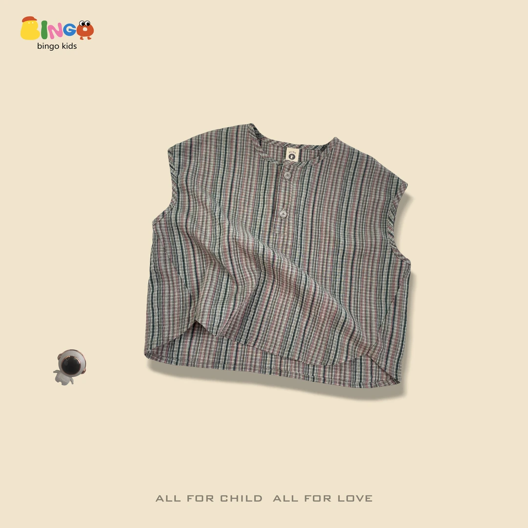 【货号145】儿童夏款格子套头衫紫色