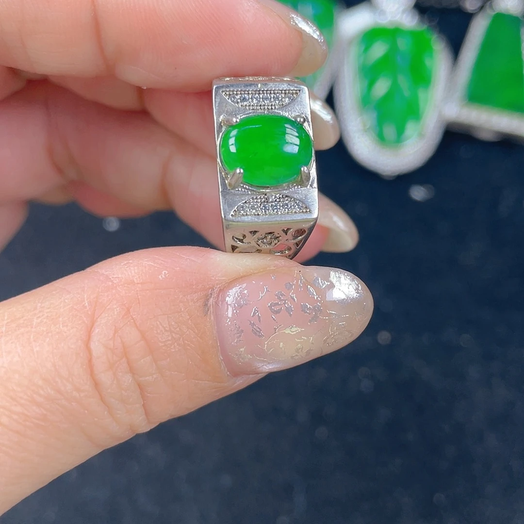 翡翠吊坠(不含链)银S925镶嵌