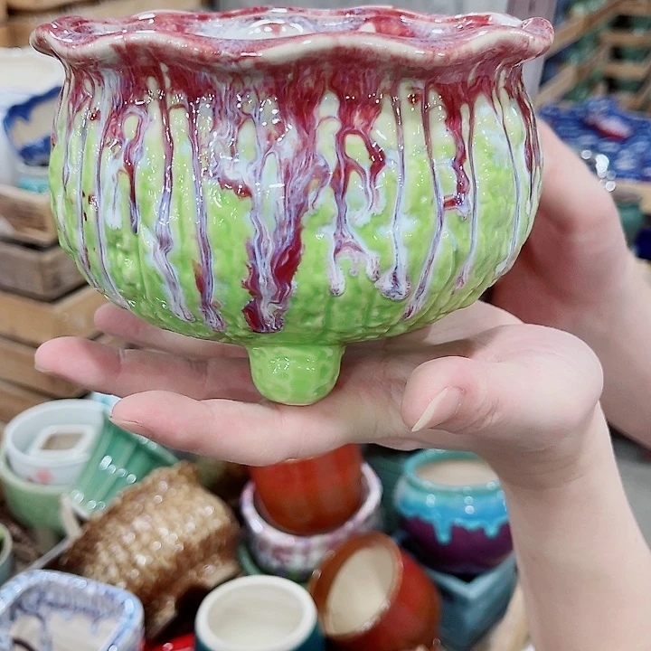 有孔，凑10元包邮陶瓷花盆发货！