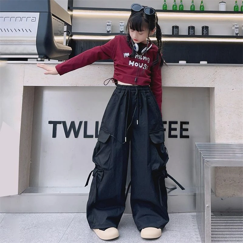 2025夏季工装裤女童新款中大童潮酷爆款时尚洋气松紧款ins潮流款