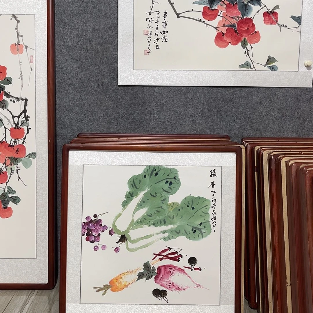 国画书画作品带框63×63