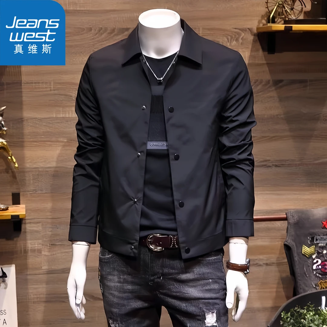 真维斯Jeanswest春秋季新款翻领男士商务休闲外套韩版修身夹克潮