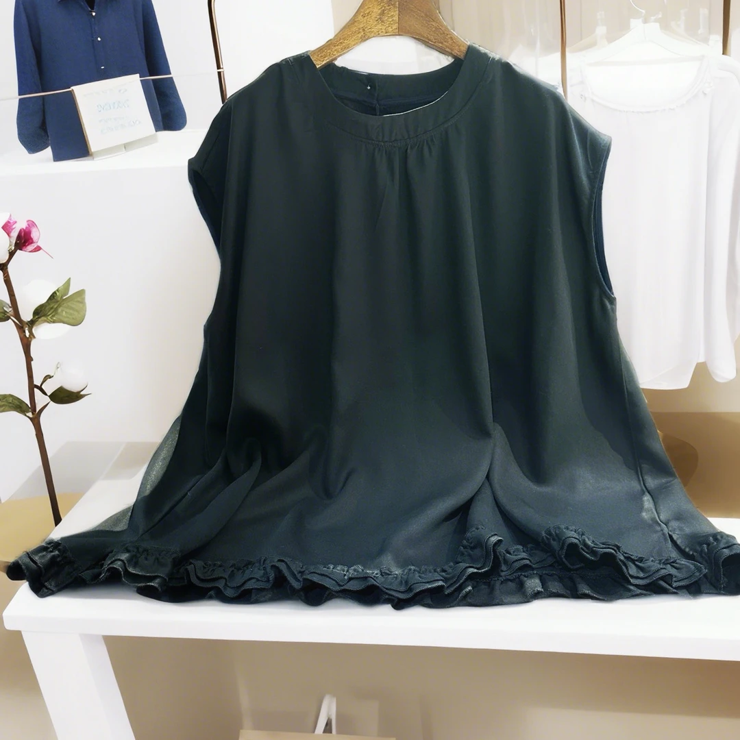 966天丝麻面料透气如呼吸 自带朦胧肌理感木耳边减龄元素上衣