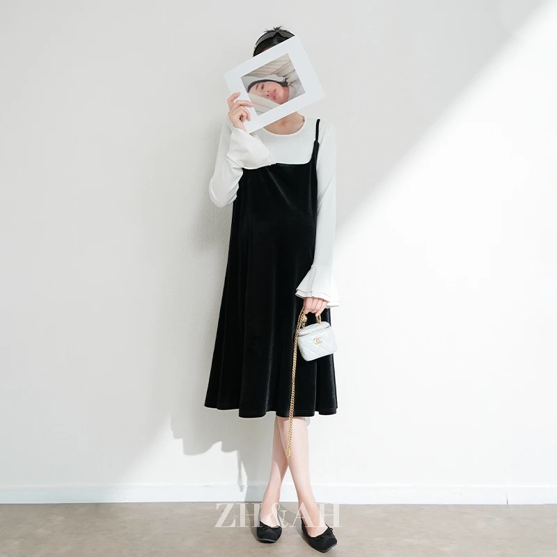 ZH&AH【秀场千金】秋季新款时尚气质百搭设计感孕期通勤简约套装裙