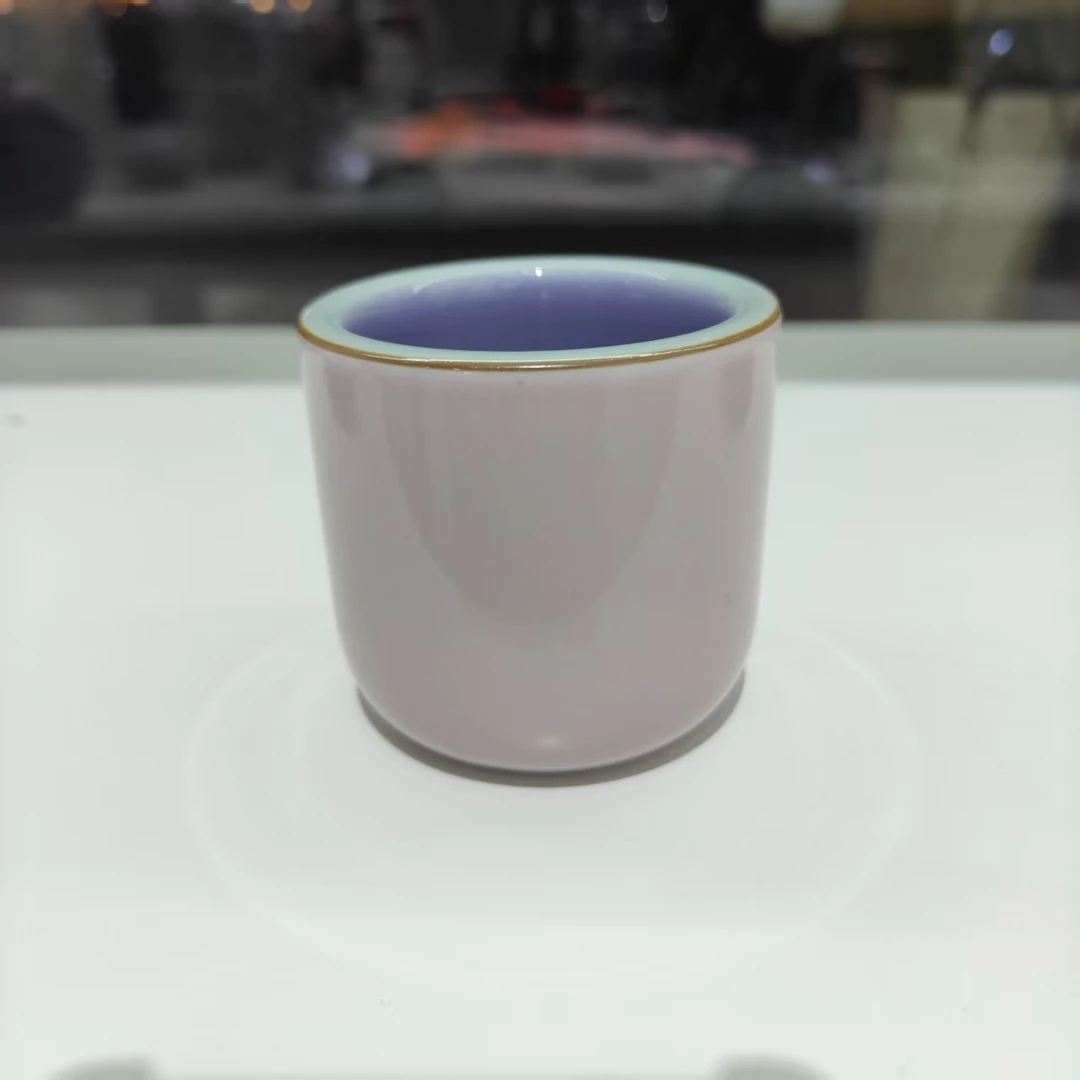 文涛窑-内紫色冰心外色料粉板子杯T3086