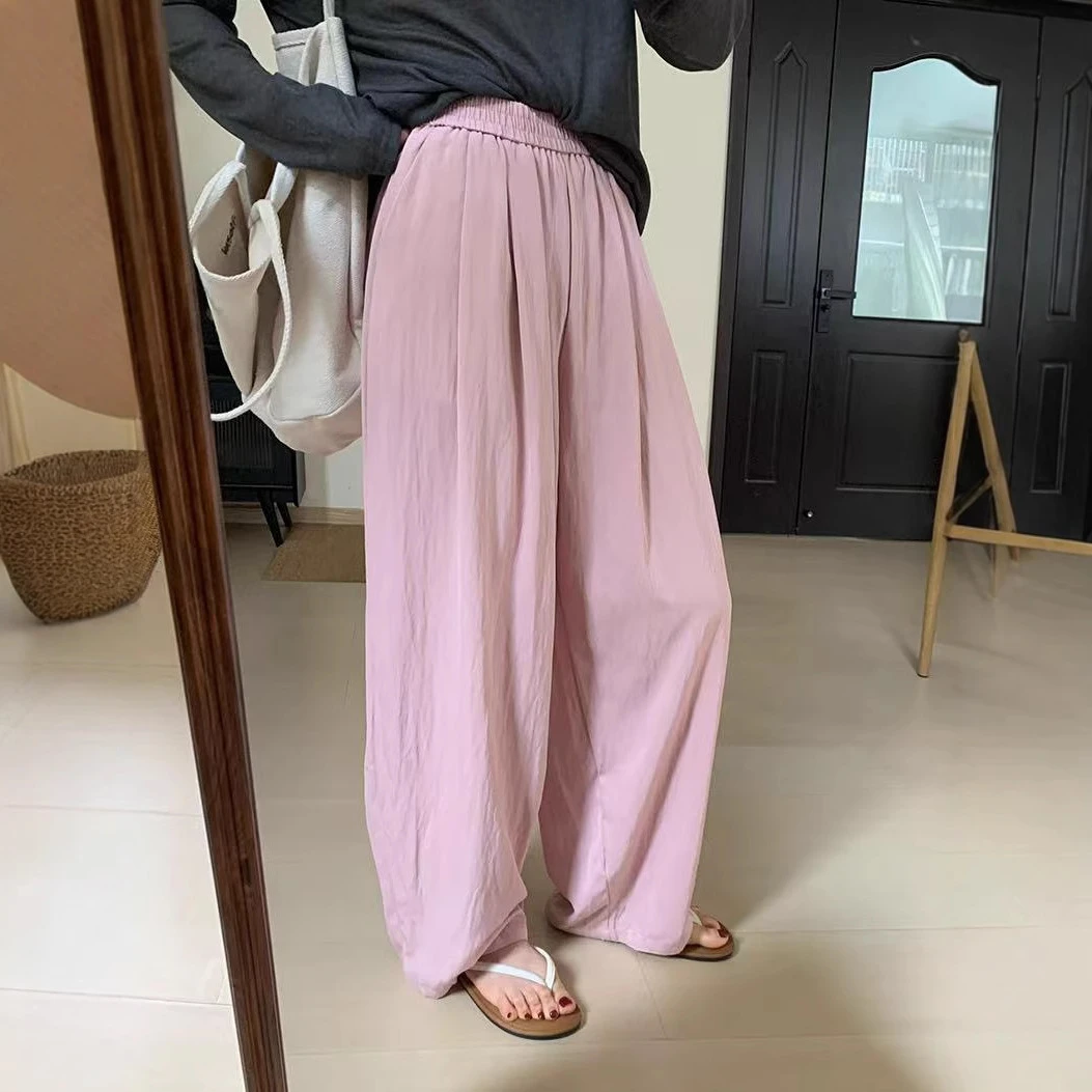 Y 阿姚家设计款2025夏季爆款冰丝褶皱系带休闲百搭垂感山本裤女