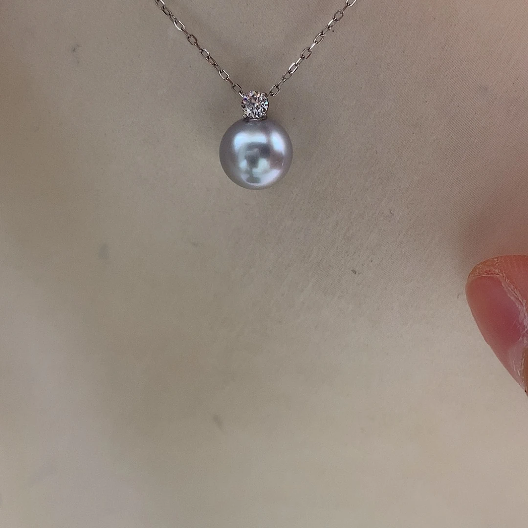 18K金镶嵌吊坠(赠链)海水珍珠8.9mm真多麻戴妃