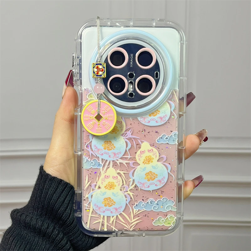 闪粉竹子祥云葫芦适用华为mate70pro+手机壳pura70半透mate60pro