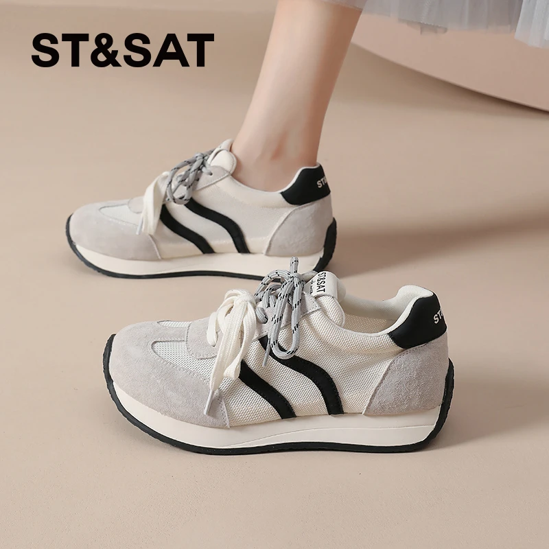 星期六内增高透气德训鞋2025夏季时尚休闲鞋网红老爹鞋女士运动鞋