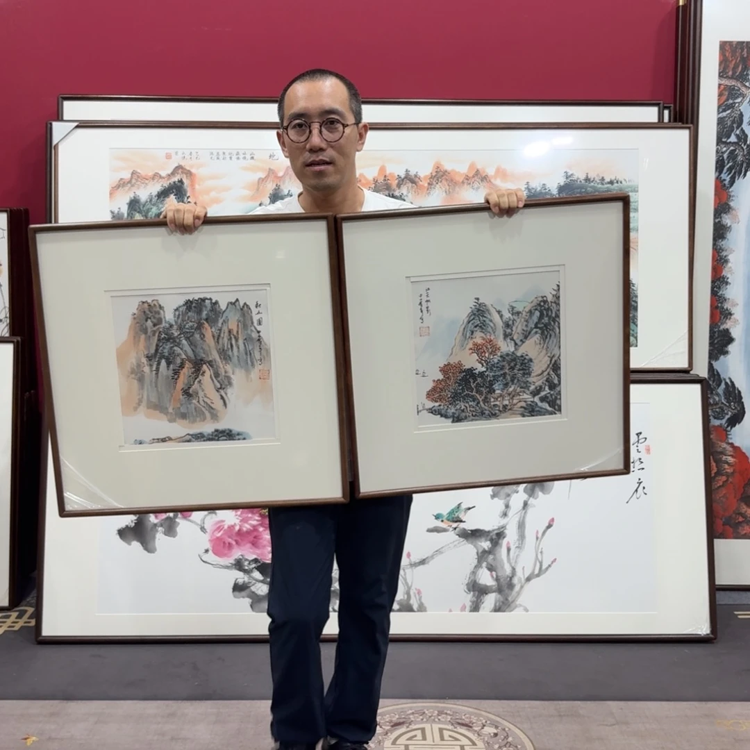 国画带框60/60尺寸一对
