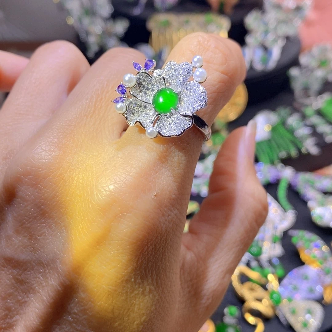 吊坠(不含链)银S925镶嵌翡翠