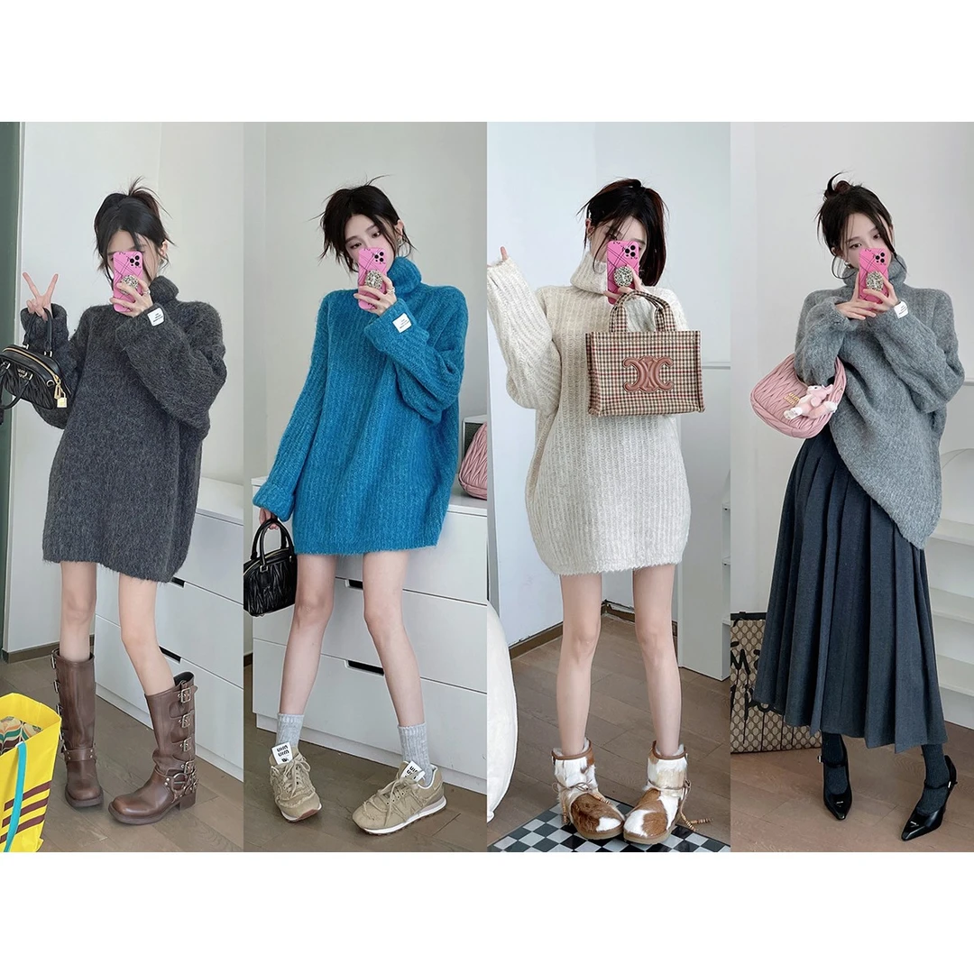FORNI 富家小姐姐3.0 宽松显瘦高领毛衣秋冬连衣裙时尚套头打底