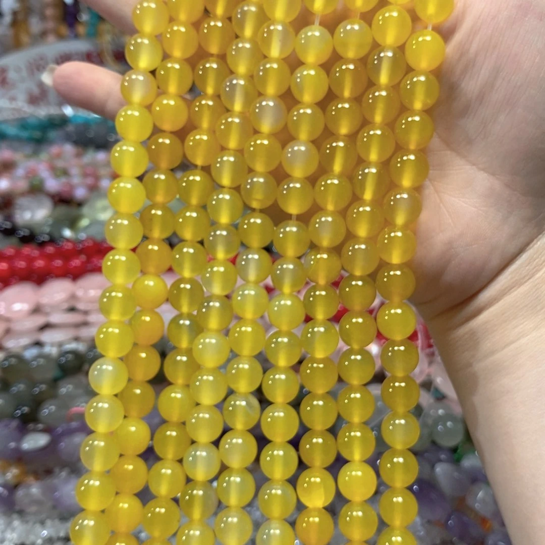 玛瑙/玉髓合金珠宝半成品黄玛瑙卡10mm一条