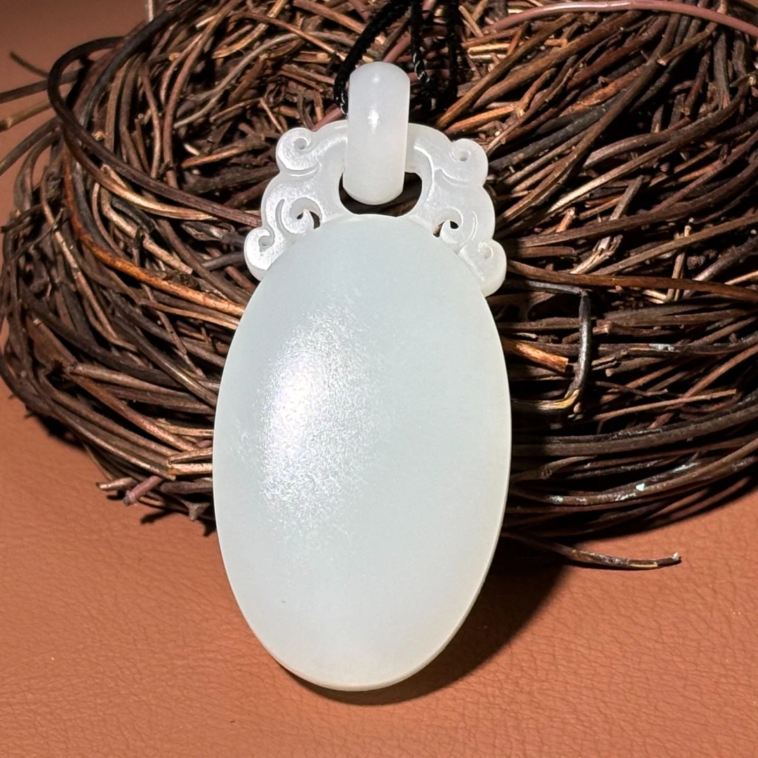 和田玉羊脂白玉福环平安牌