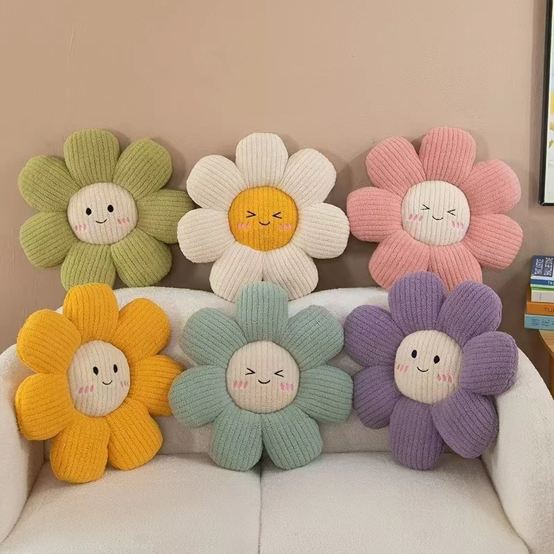 花朵笑脸抱枕坐垫腰靠多用途