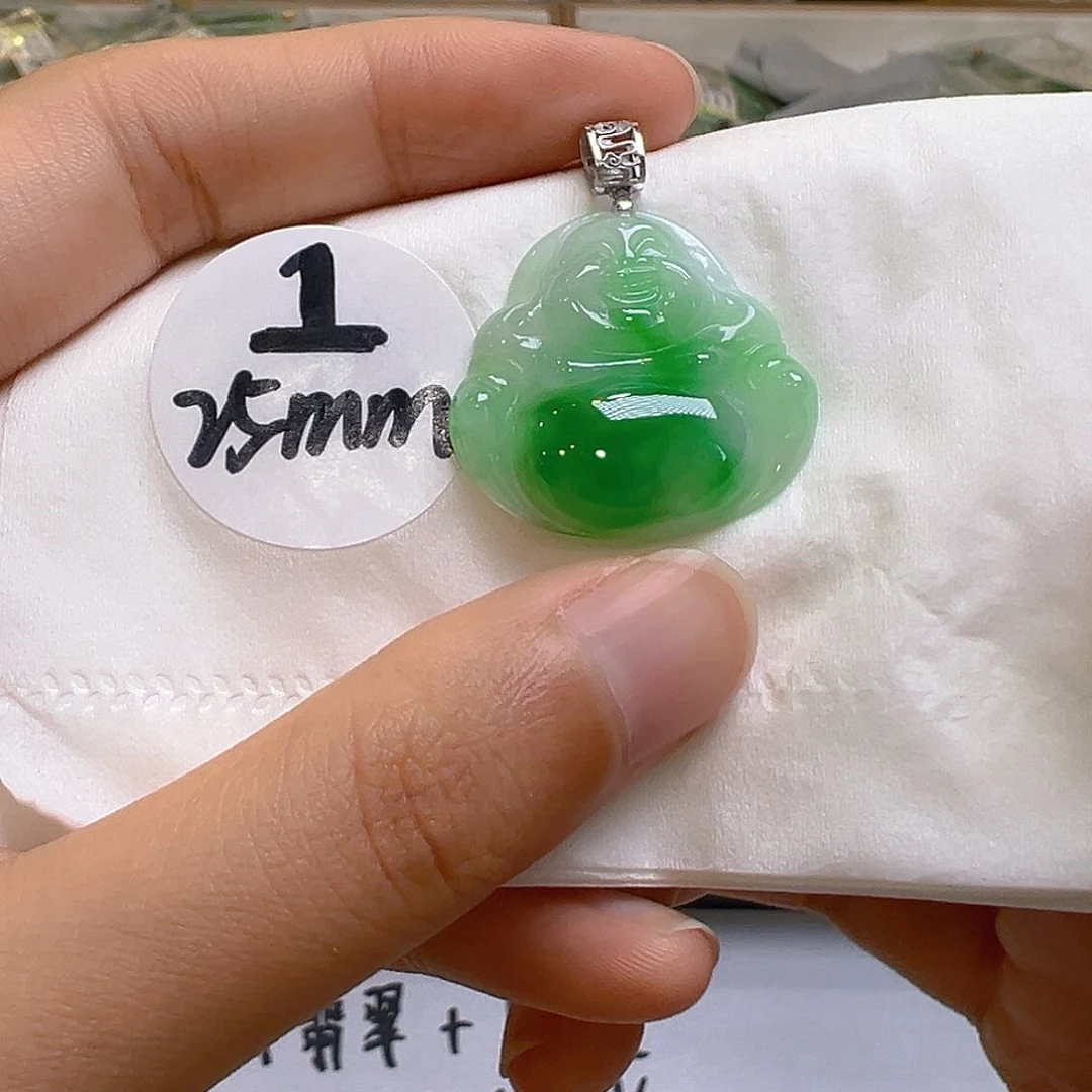 翡翠18K金镶嵌吊坠(不含链)翡翠