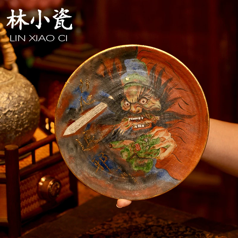 林小瓷青曜手绘钟馗壶承刘冰朔手作抓小鬼干泡盘百无禁忌手拉志野