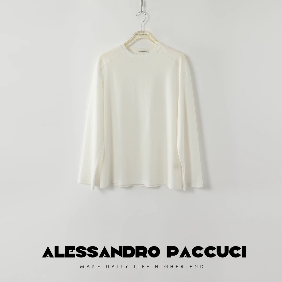 AP洛哥42037TT【素论】天丝&绵羊毛圆领纯色刚需百搭休闲长袖T恤