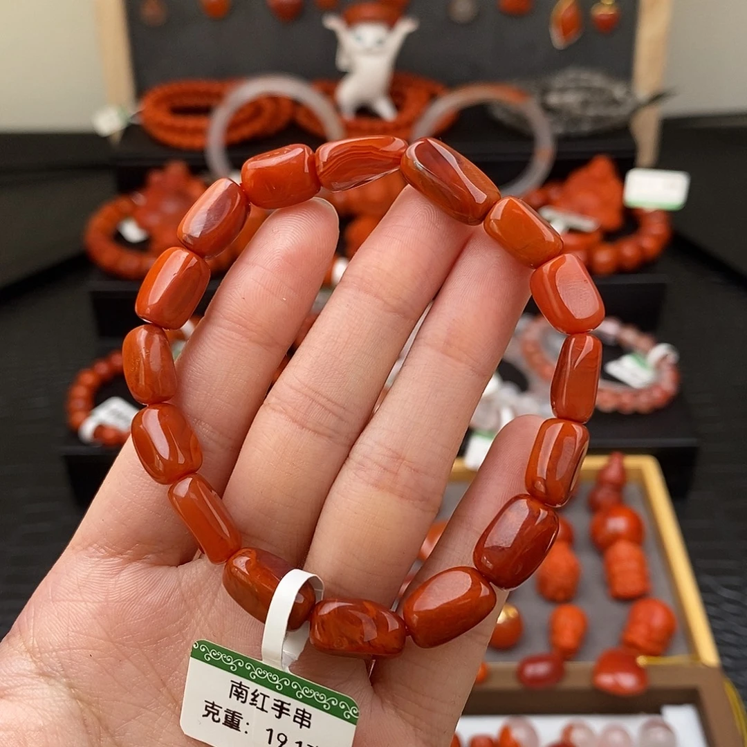 南红玛瑙未镶嵌四川凉山枣珠手串8mm