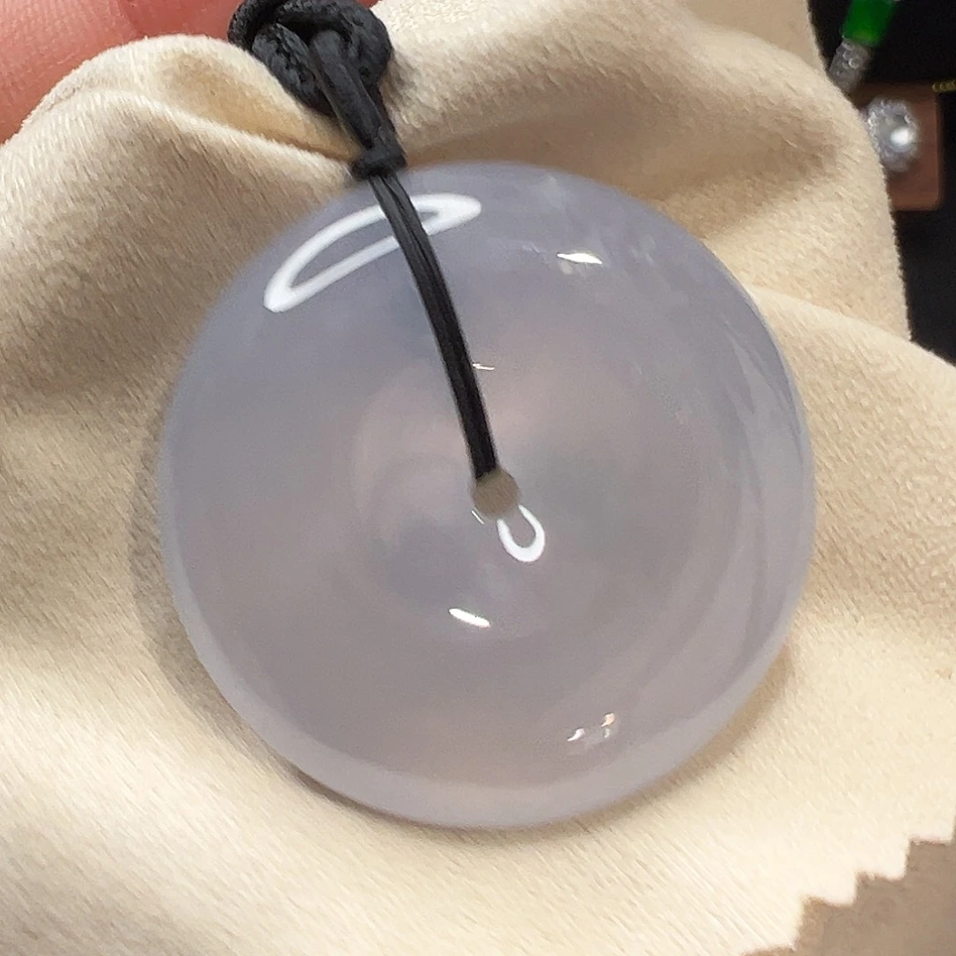 翡翠未镶嵌吊坠(不含链)冰种起胶淡紫平安扣