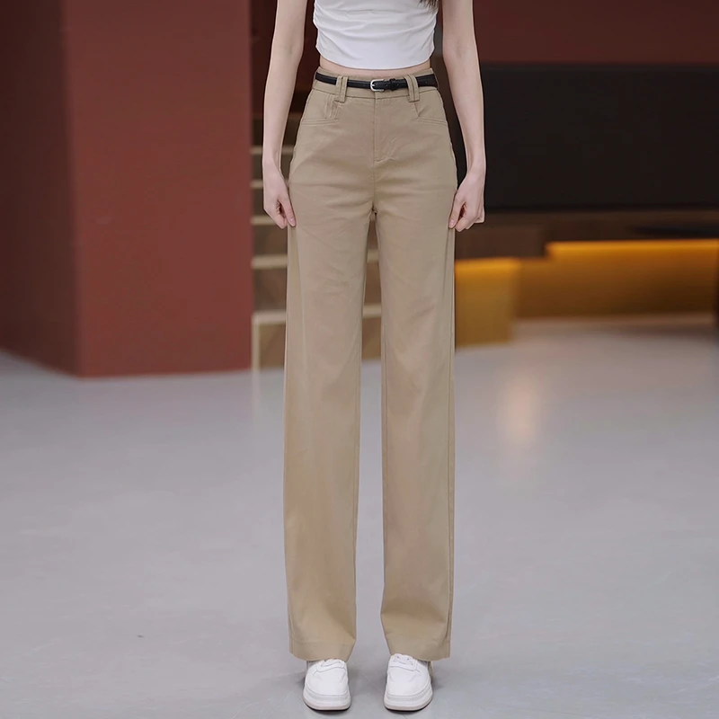 时尚直筒裤女2025春秋新款高腰宽松显瘦垂感百搭休闲窄版阔腿裤子