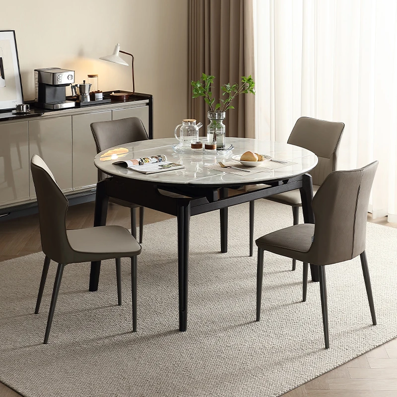 全友家居轻奢贝伦斯超晶石餐桌客厅家用餐桌可伸缩一桌四椅全套