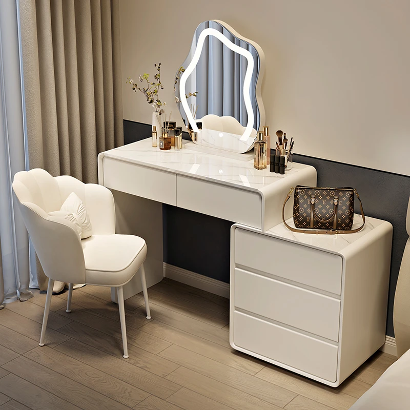 【新号宠粉】新款双岩板/胡桃木色梳妆台化妆台化妆桌斗柜一体