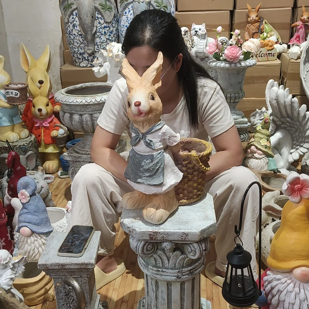 合成树脂树脂拖筐兔花盆一个