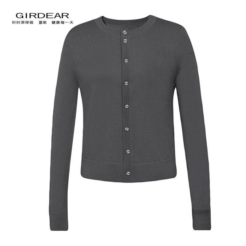 哥弟 超值款圆领百搭羊毛针织开衫148061