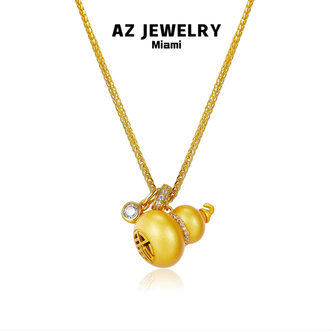 坠链均925银合成锆石 【福至心灵】中式发财福禄金色古法葫芦项链女