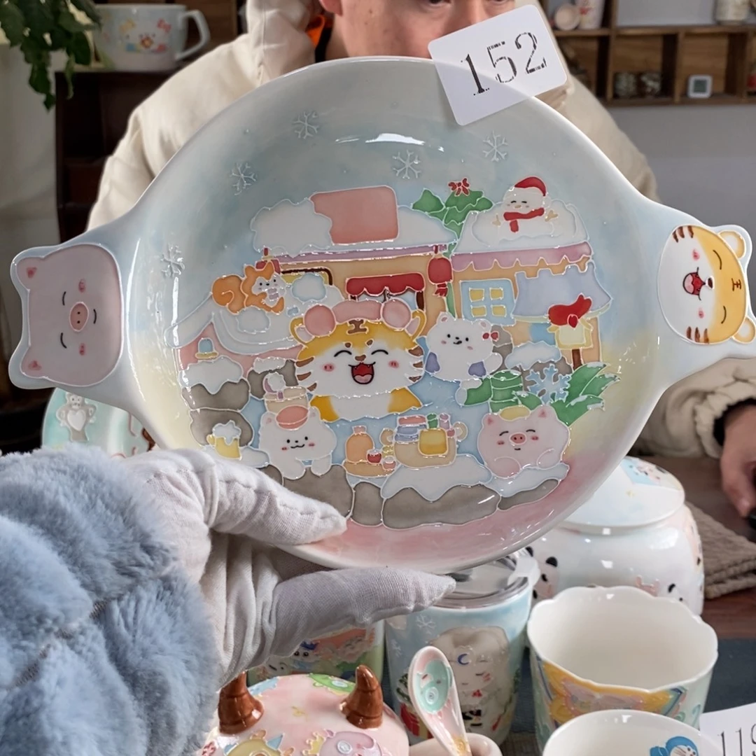 瓷片景德镇釉下彩手绘
