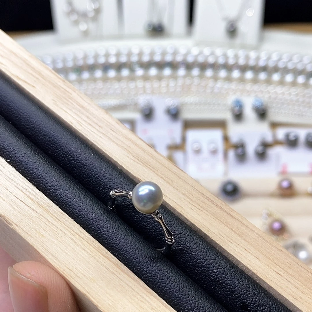 戒指海水珍珠银S925镶嵌