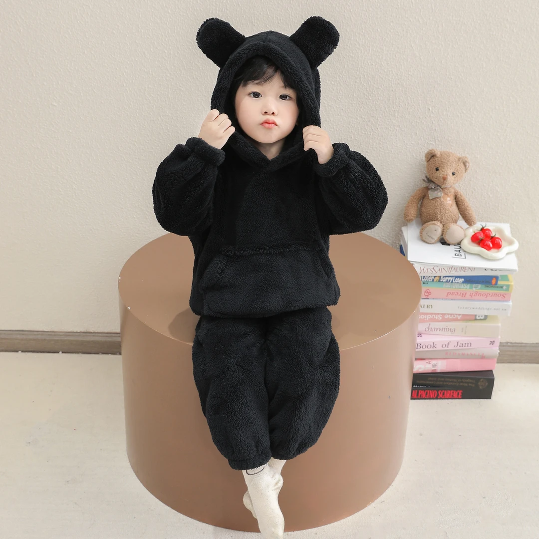 男童睡衣秋冬款儿童法兰绒保暖套装2025新款男孩珊瑚绒加绒家居服