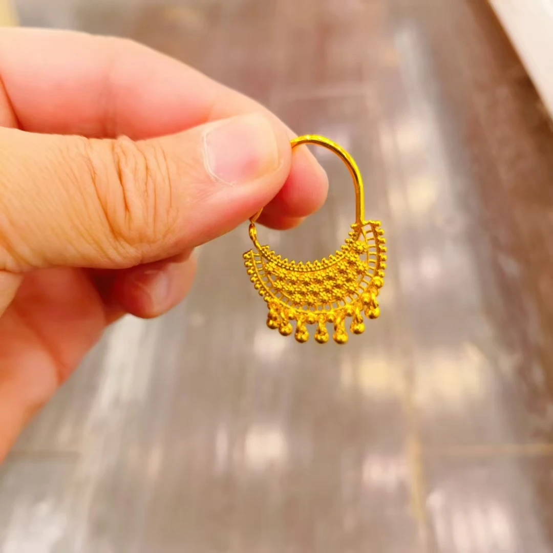 铜合金耳饰  ئالتۇن پاسون ھالقا 耳环黄色百搭民族风