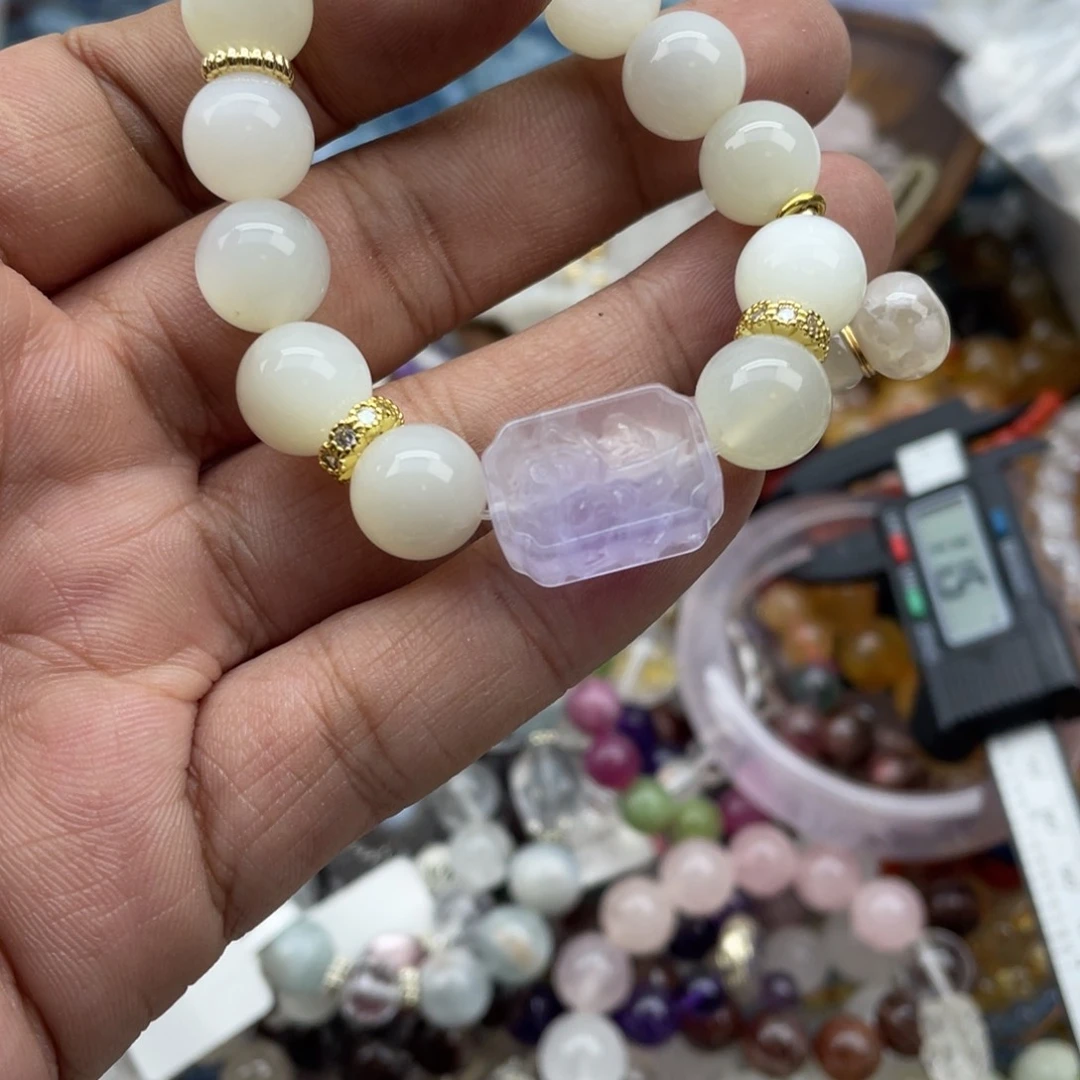 银S925镶嵌手链烟晶