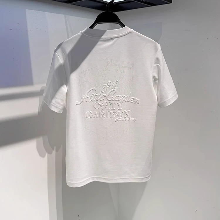 圆领短袖t恤男女款夏季新款青年白色字母刺绣休闲半袖体恤潮