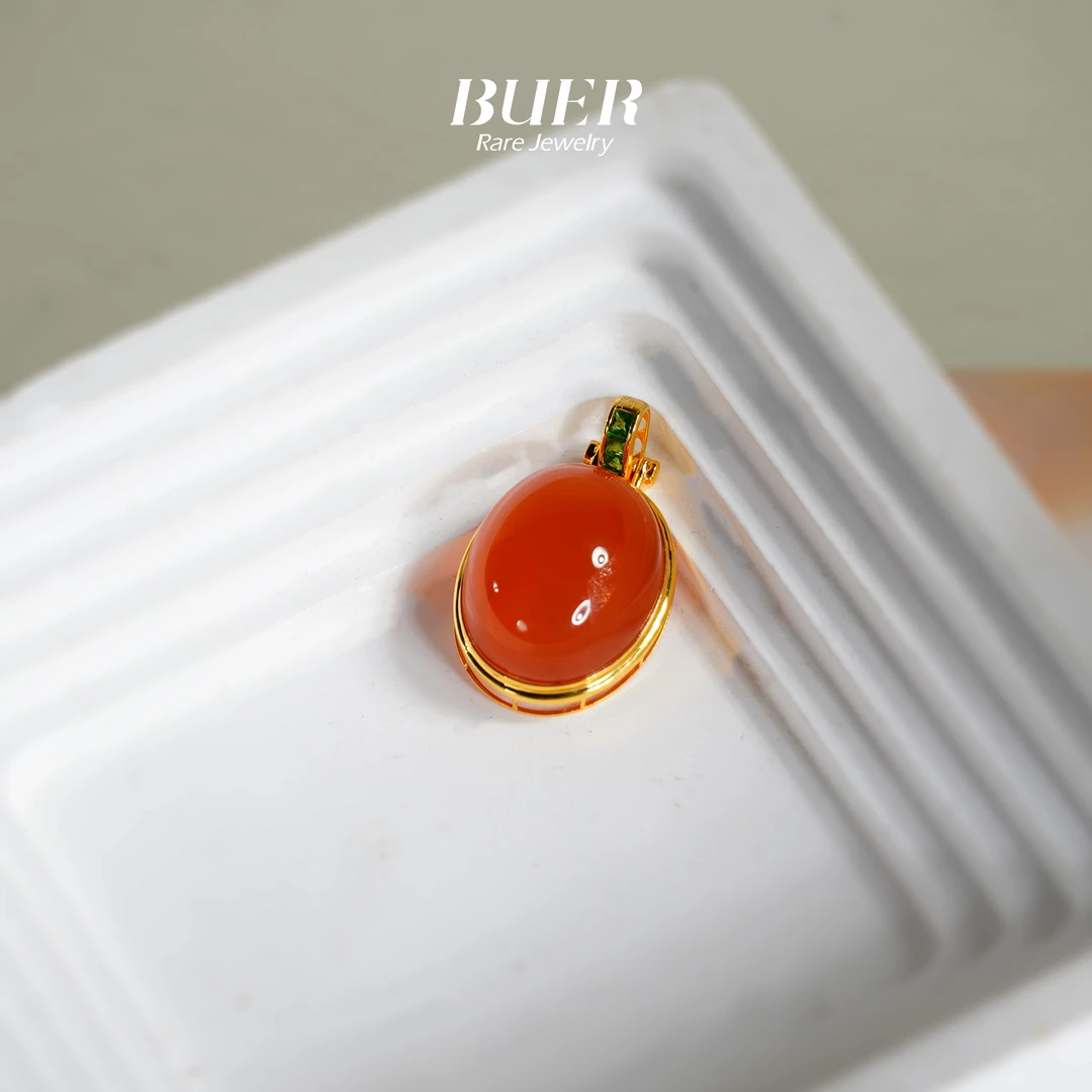 【不二】南红冰红18K金吊坠