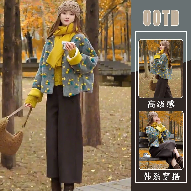 法式小香风立体波点短外套女2025冬季新款时尚减龄超好看保暖棉服