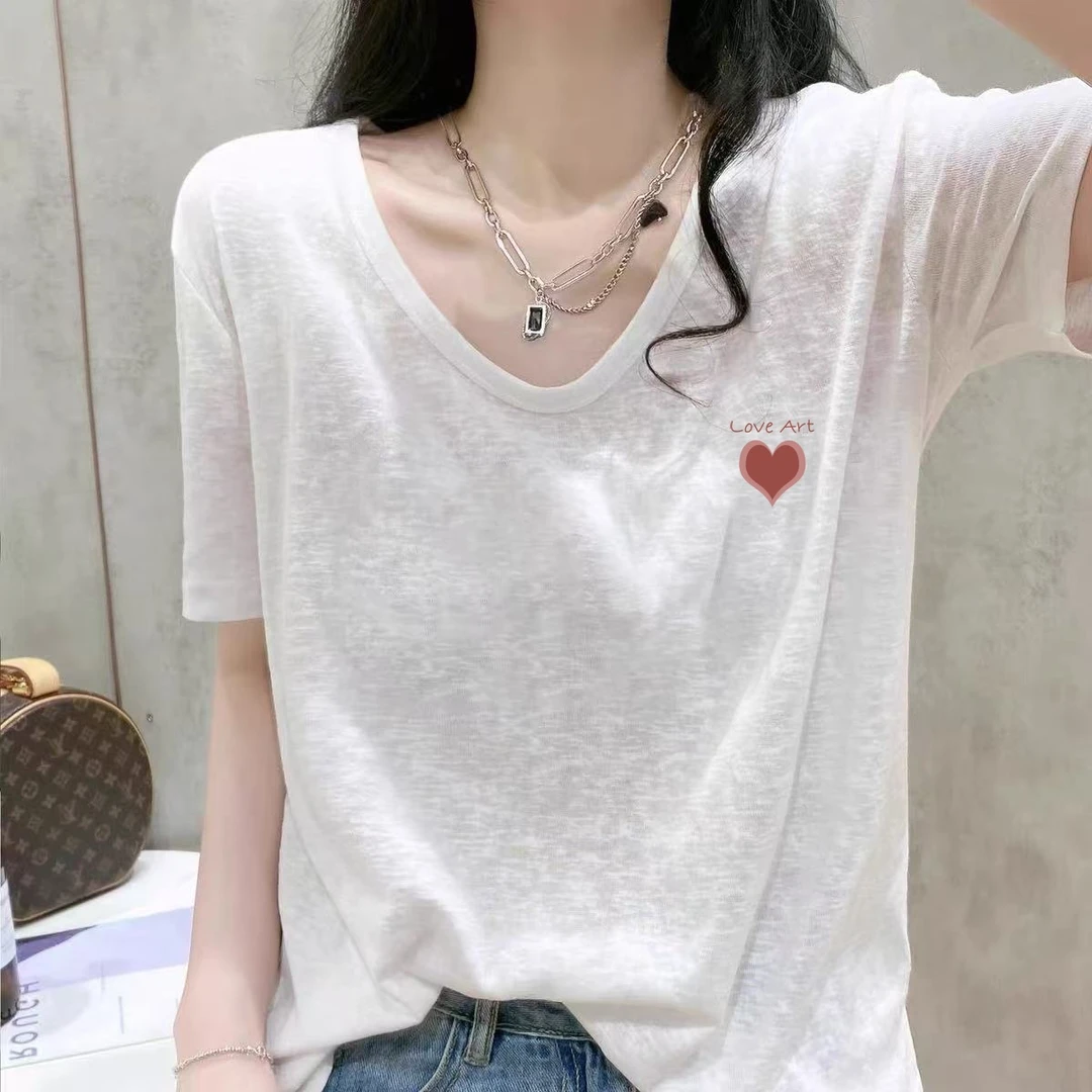 胖mm大码女装显瘦薄款上衣2025新款雪花棉韩版T恤女夏季V领短袖潮