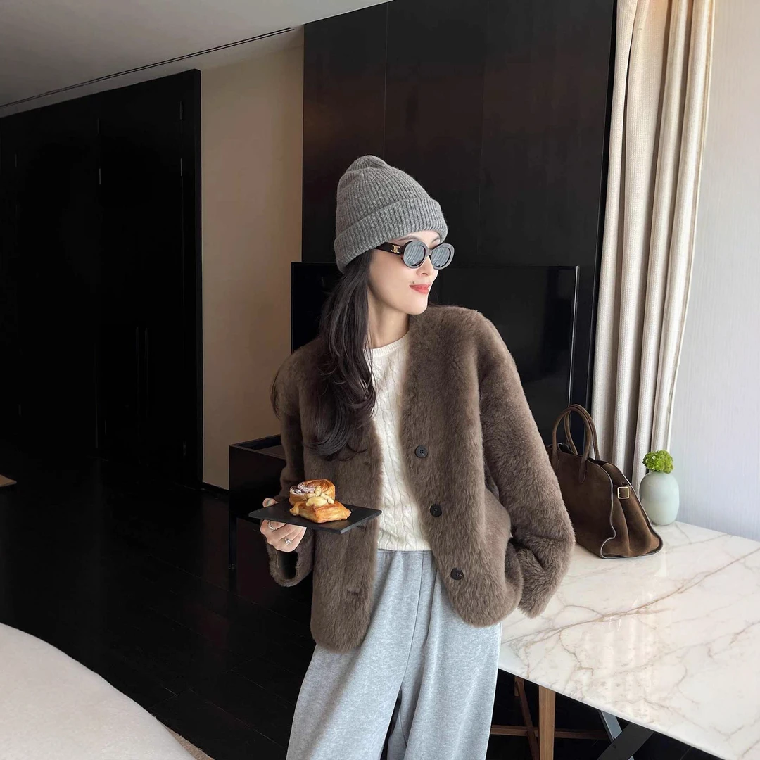 2025显瘦小太阳拉贡高端原毛级拉贡仿羊毛皮毛一女装皮草外套冬