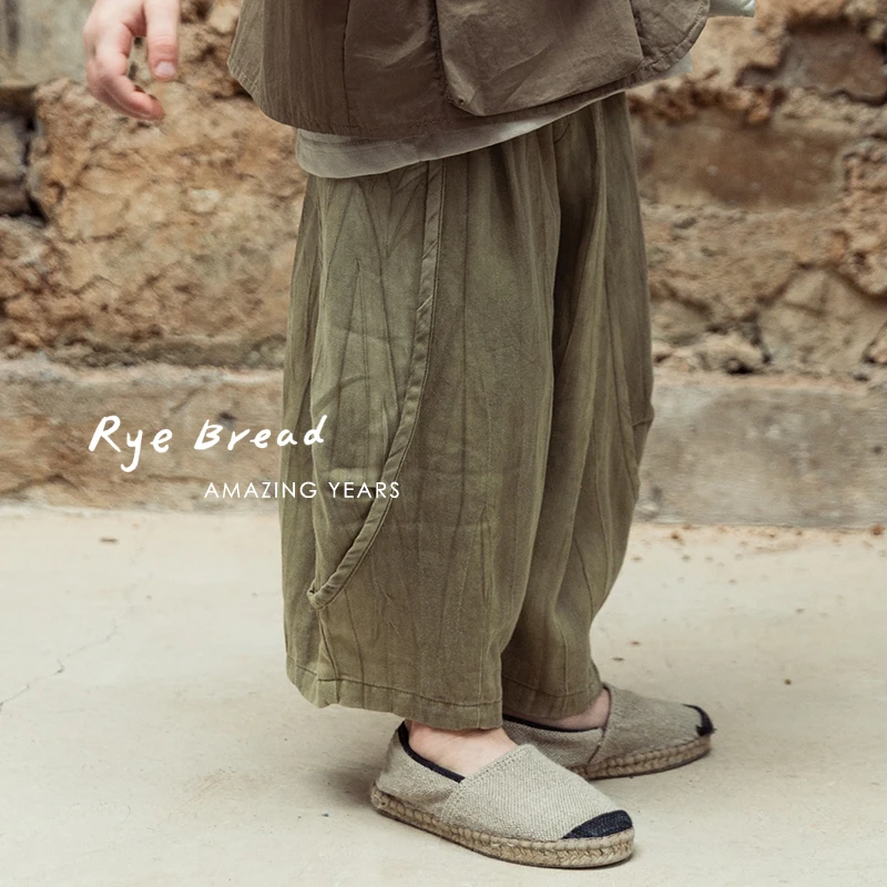 ryebread/黑面包童装 韩版男小童宽松大裤脚休闲裤 5夏