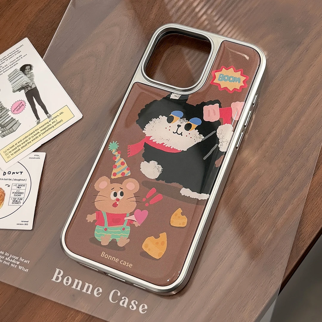 ins奶酪猫咪滴胶适用15pro max手机壳苹果iphone16电镀13硬14可爱