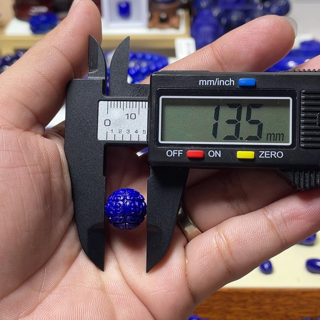 子***余青金石未镶嵌帝王蓝回纹珠13.5mm