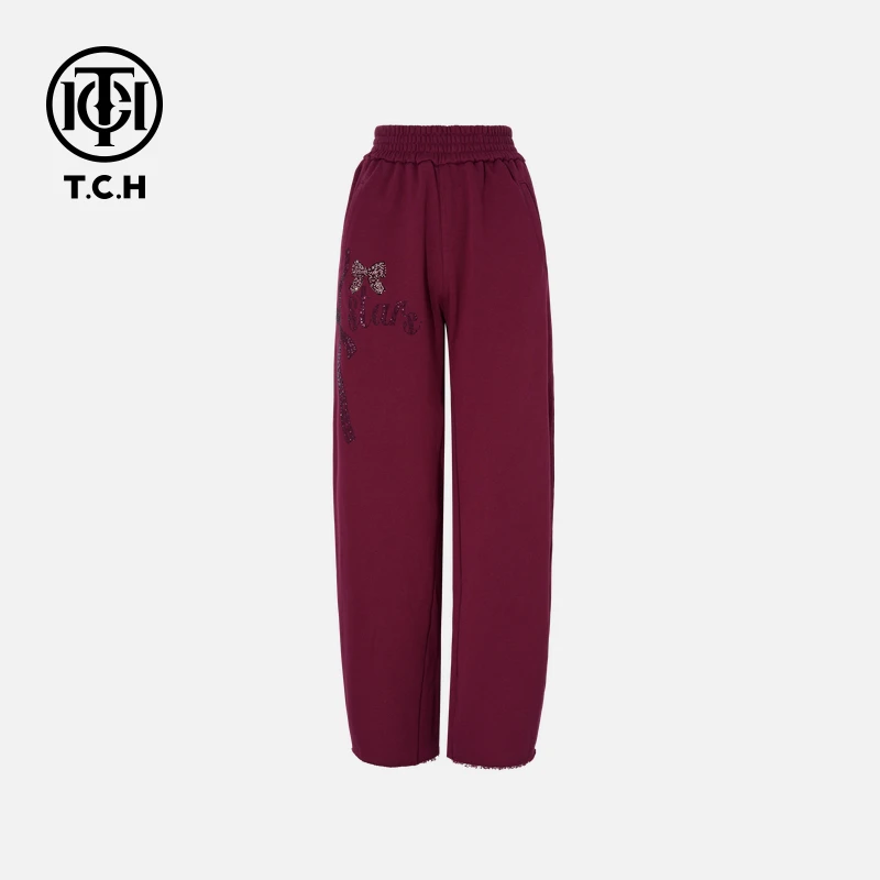 TCH私服烫钻工艺时尚休闲百搭气质秋款长裤女T75C20E1108轻奢tch