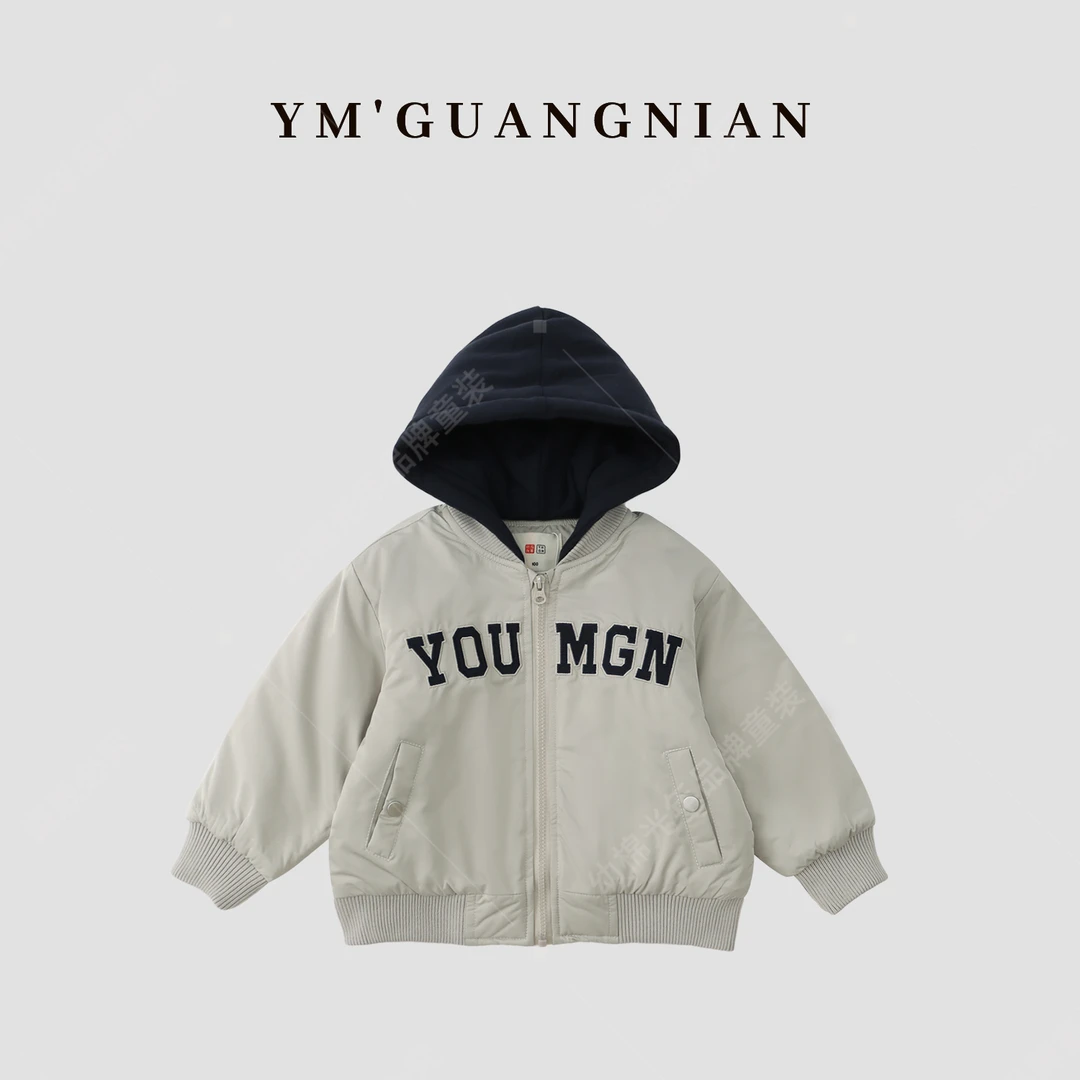 【幼棉光年】萌娃冬装户外加绒纯色拼接时尚休闲运动外套3220072