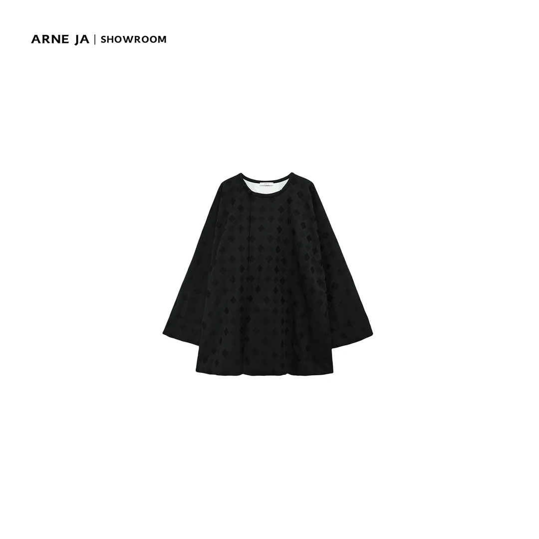 ARNE JA｜“轻东方主义”丝毛斜襟暗菱形格禅意新中式上衣D3S1036W