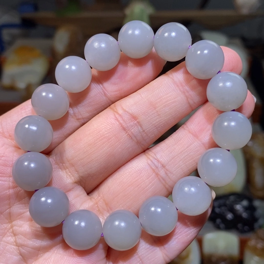 未镶嵌手串和田玉烟紫卡12