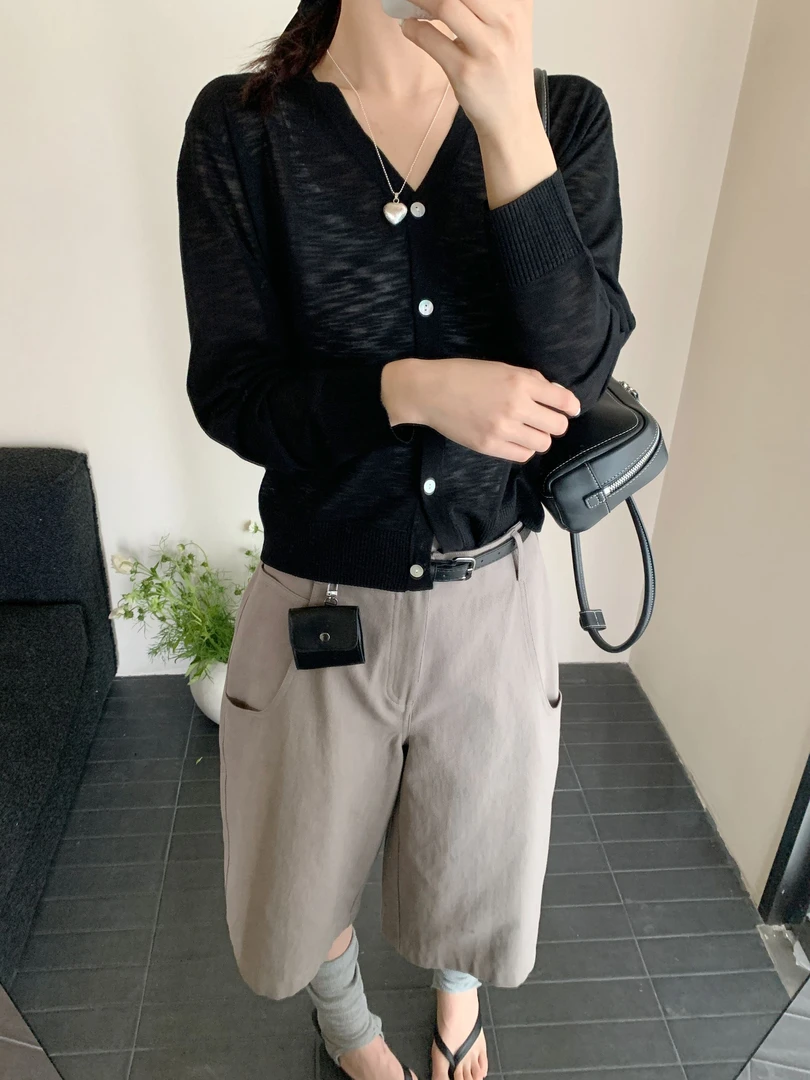 【DUODUO 639919】夏季新爆款竹节麻针织开衫女宽松百搭时尚针织衫